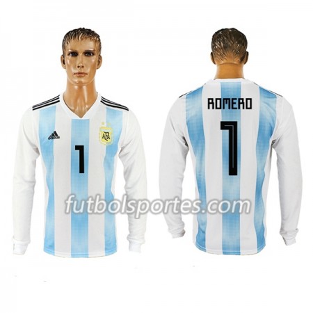 Camisetas Argentina Romero 1 Primera Equipacion Mundial 2018 Manga Larga